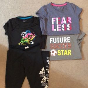ALL 3 girls youth medium BCG shirts /adidas girls youth medium leggings